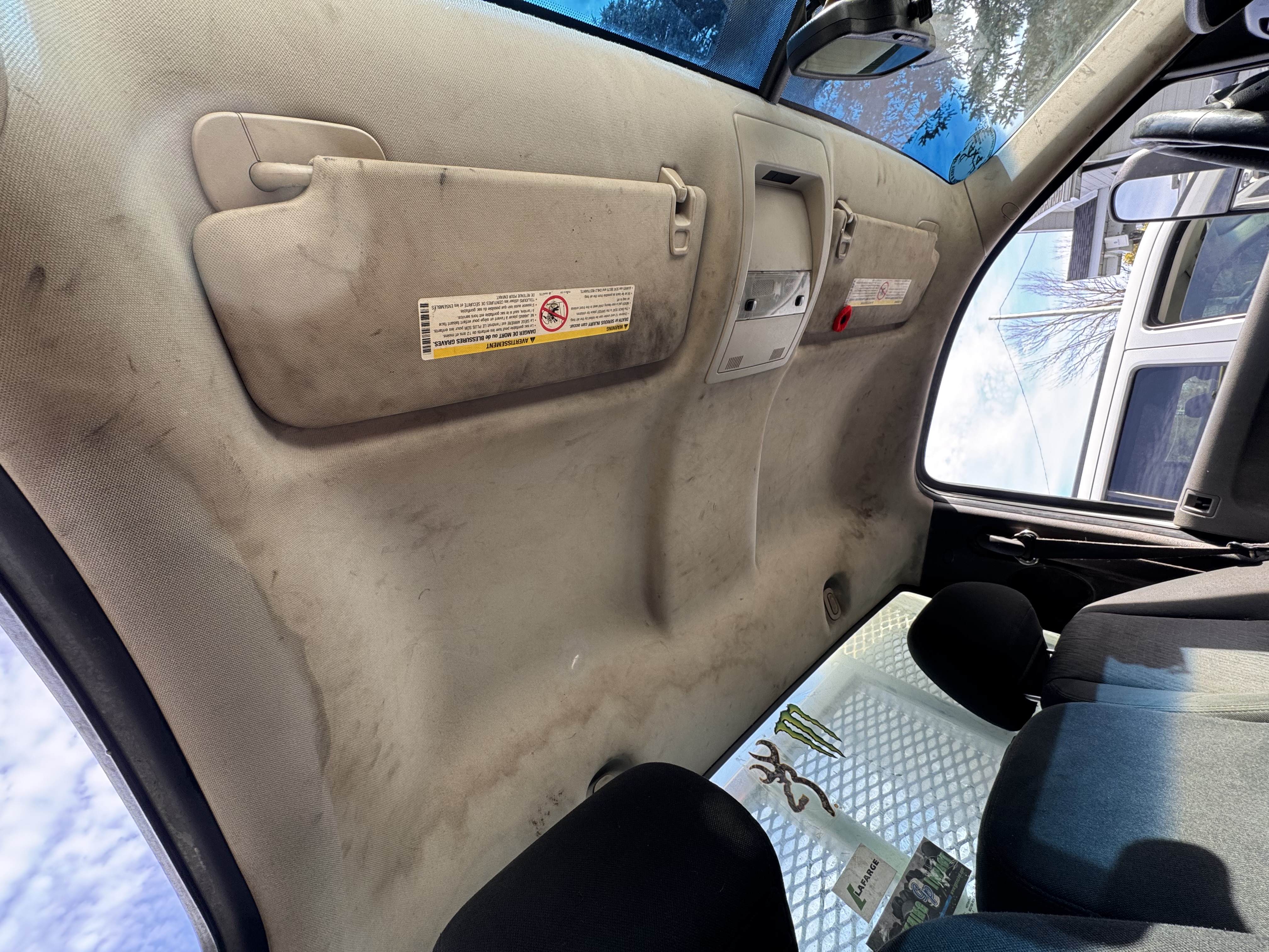 Dirty headliner before interior detailing Ottawa