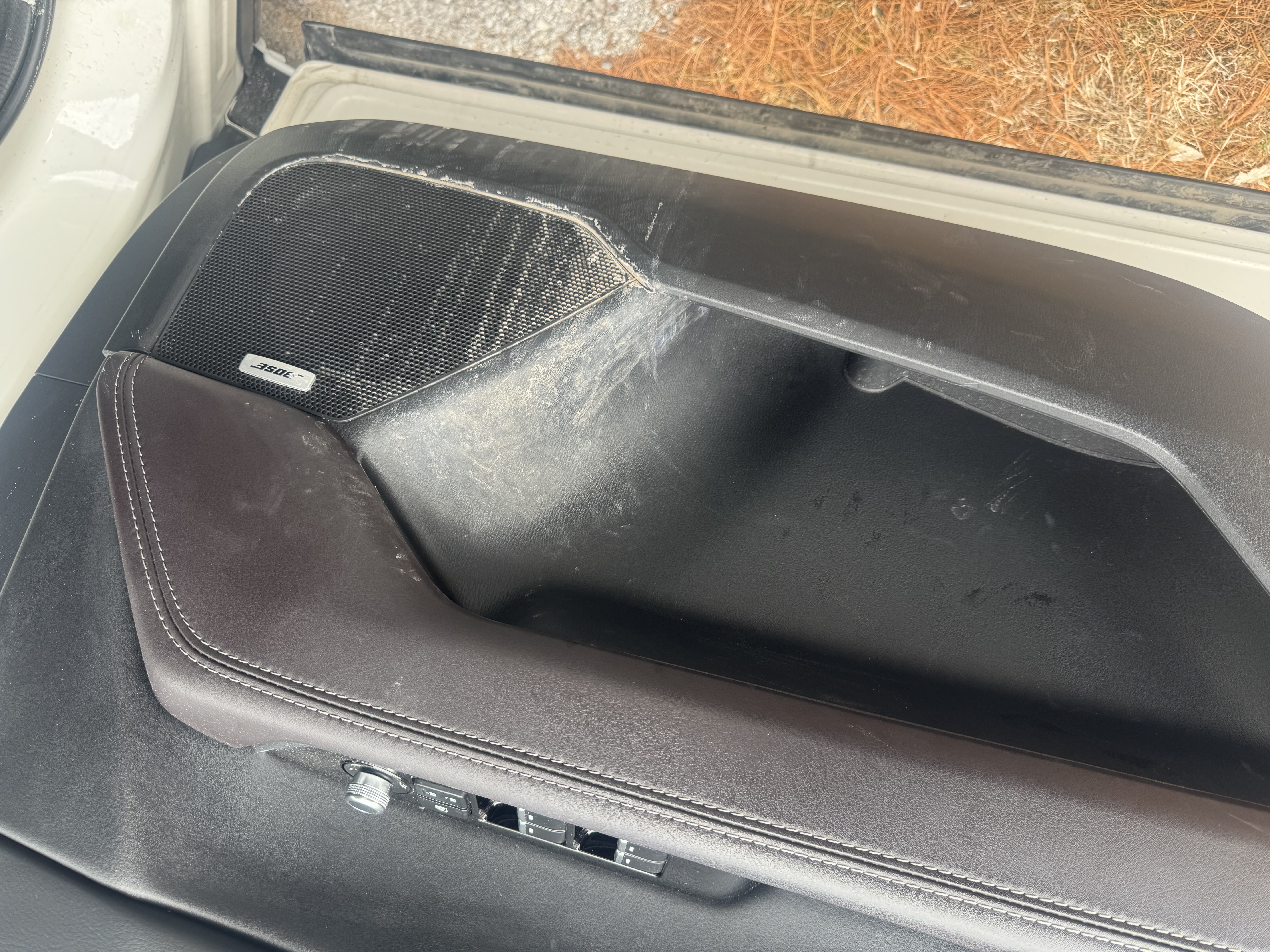Dirty leather door panel before detail Ottawa